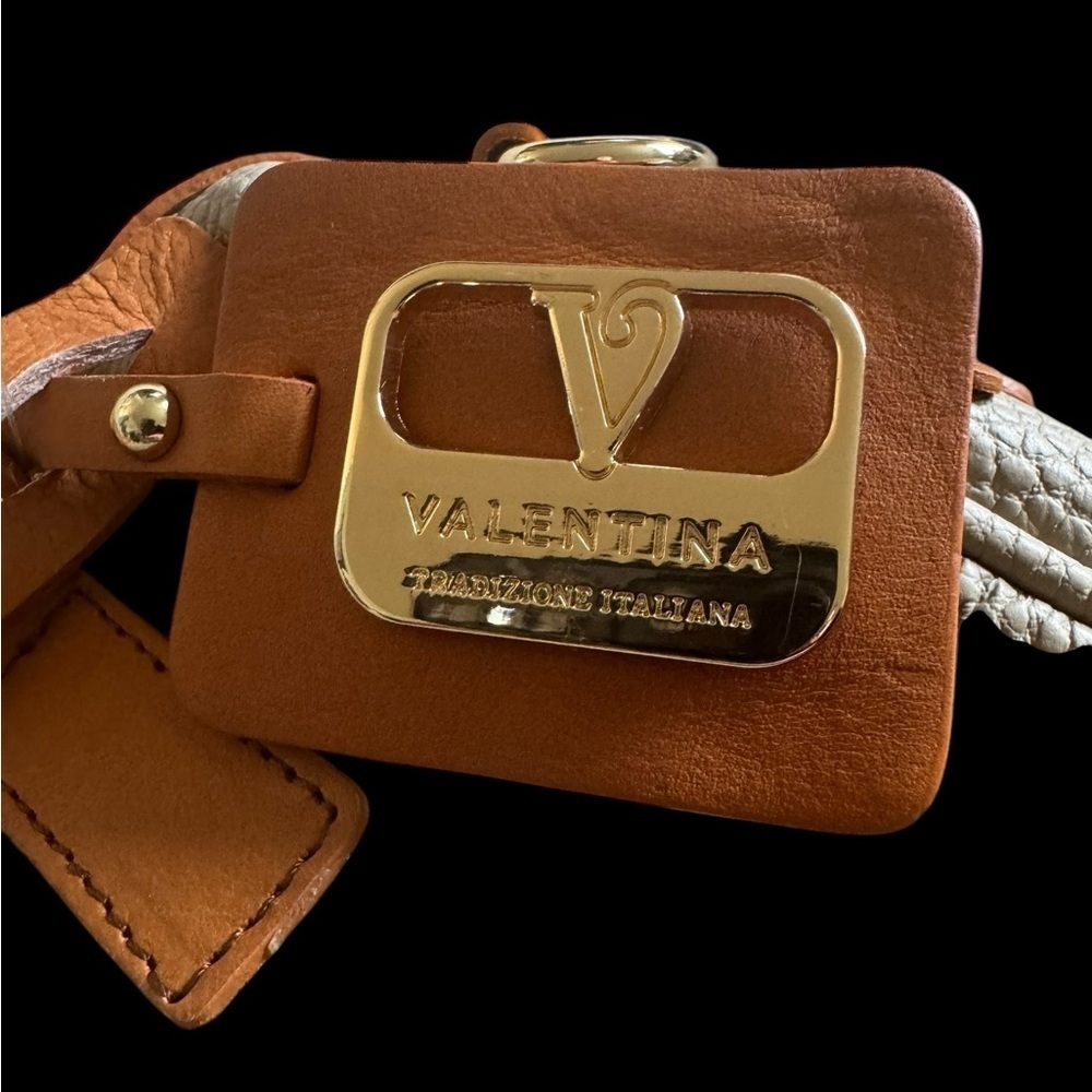 NWT Valentina Italian Leather Satchel - Cream & Brown 🇮🇹✨ - Picture 3 of 11